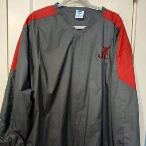 MENS NCAA Alabama long sleeve nylon pullover, gray with crimson , SIZE L
